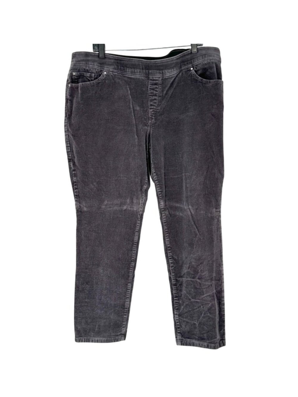Kim Rogers Corduroy Pants Womens 18W Average Straight Tummy Control Steel Gray